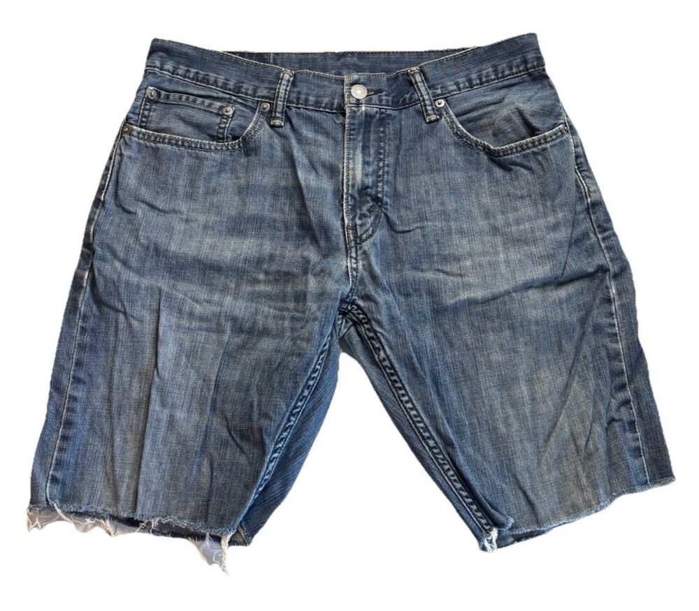 Men’s Levi’s 514 Size 33 Cut-off Blue Denim Jean Shorts 100% Cotton